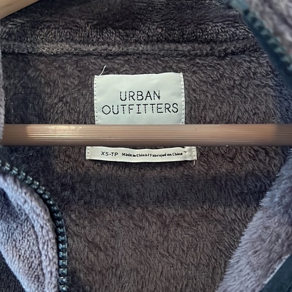 Urban outfitters cropped drawstring fleece teddy quarter zip brown pullover xs - Picture 4 of 6